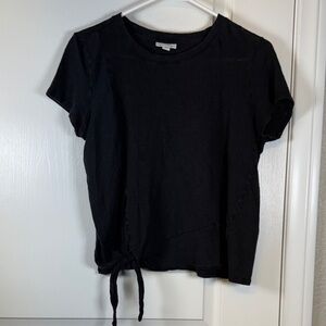 J. Jill Love Linen Black Side Tie Shirt Size Med GUC #2049